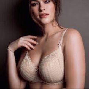 Prima Donna Full Figure Lightly Lined Madison Checked Lace Bra Caffe Latte 34E